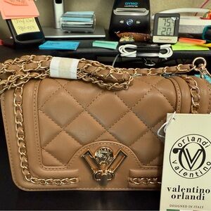 Valentino Orlandi Tan Crossbody Quilted Bag